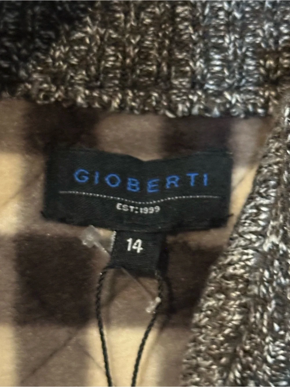 Gioberti Boys Size 14 Sweater Jacket Brown Gray Full Zip NWT